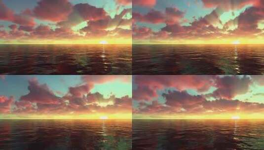 唯美海洋夕阳落日大气云彩延时效果高清在线视频素材下载