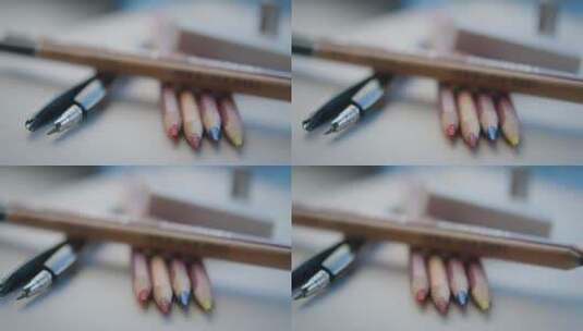 彩色铅笔特写镜头高清在线视频素材下载