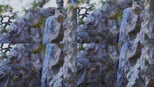 景观水池假山假石高清在线视频素材下载