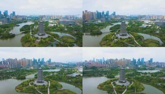 航拍广西南宁五象新区城市高楼大厦风光高清在线视频素材下载