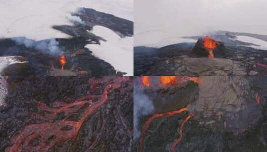壮美的火山喷发高清在线视频素材下载