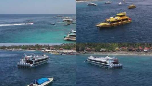 巴厘岛海边汽艇游船高清在线视频素材下载