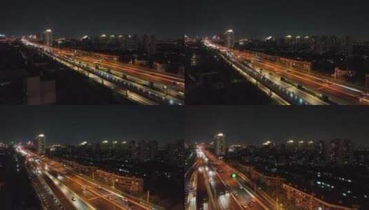 上海徐汇区沪闵高架夜景高清在线视频素材下载