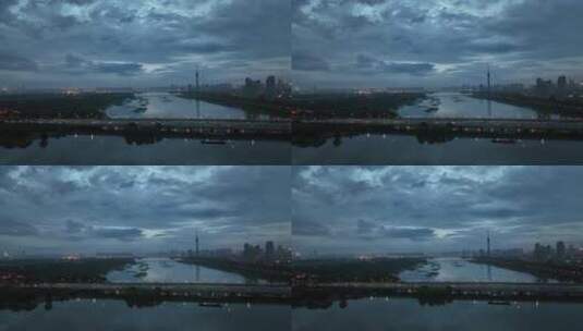 城市航拍洛阳阴雨天后城市云海夜景建筑高清在线视频素材下载