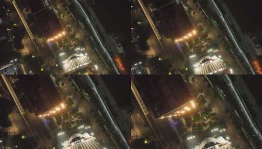 外滩金融中心俯拍夜景高清在线视频素材下载