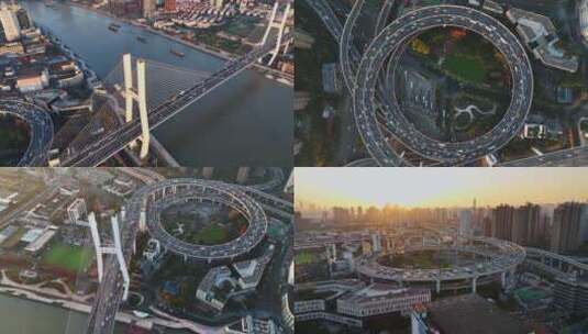 上海南浦大桥航拍高清长焦高清在线视频素材下载
