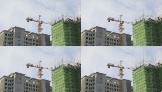 楼盘建筑工程施工塔吊施工高清在线视频素材下载