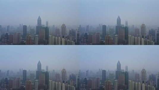 航拍上海城市空气污染雾霾环境高清在线视频素材下载