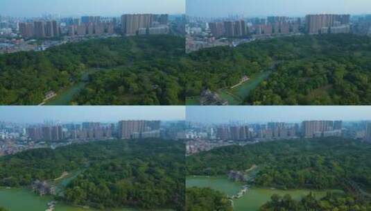 南宁狮山公园 城市绿地 中式园林航拍俯瞰高清在线视频素材下载