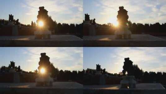 地坛公园剪影逆光拍摄太阳高清在线视频素材下载