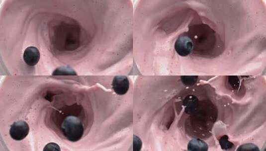牛奶与蓝莓搅拌高清在线视频素材下载
