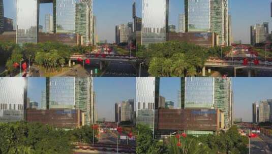 深圳腾讯滨海大厦LOGO低角度前进高清在线视频素材下载