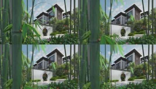 唯美竹林庭院别墅三维动画高清在线视频素材下载