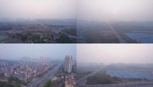 5.4K雾霾天气长沙城市航拍空镜高清在线视频素材下载
