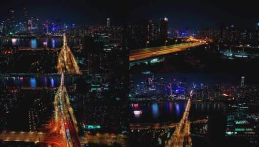 广州猎德大道猎德大桥都市夜景航拍最新高清在线视频素材下载