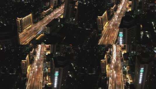 郑州  夜景 航拍 都市 车流 晚高峰高清在线视频素材下载