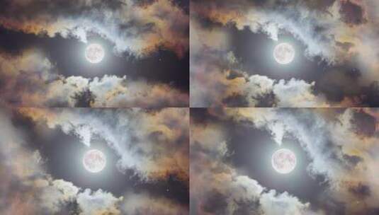 透过云看月亮神秘高清在线视频素材下载
