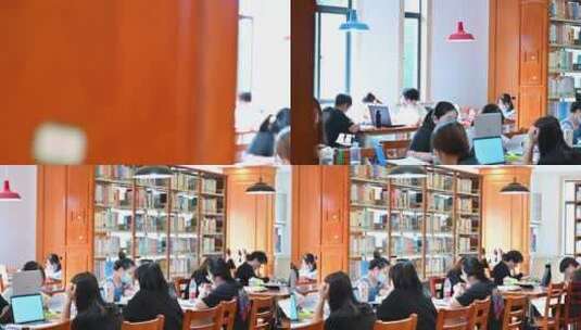 在图书馆认真学习、备考的大学生高清在线视频素材下载
