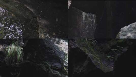 【4K】空镜山林顽强山石苔藓滴水光影高清在线视频素材下载
