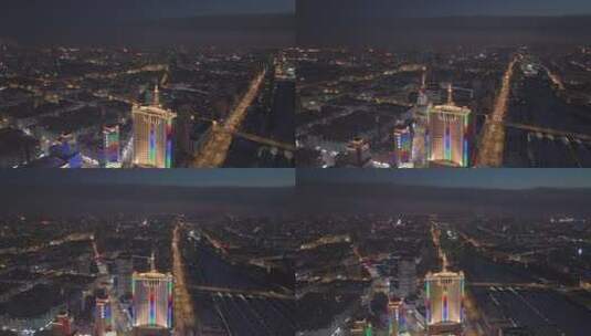 哈尔滨城市航拍夜景4K高清在线视频素材下载