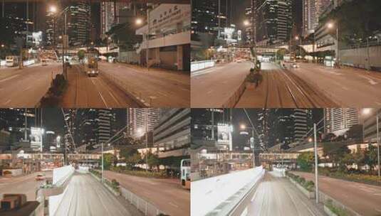 香港叮叮车夜景行驶前进视角高清在线视频素材下载