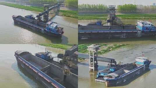 汉阳抬船路码头运煤船高清在线视频素材下载