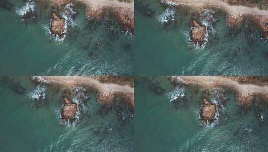 海边乌龟礁石 海浪 大海高清在线视频素材下载