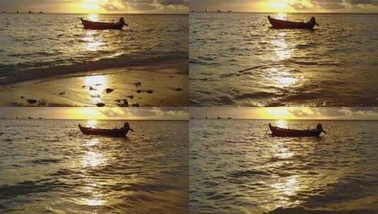日出后沙滩背景的蓝色大海海滨海滩的浪漫景观高清在线视频素材下载