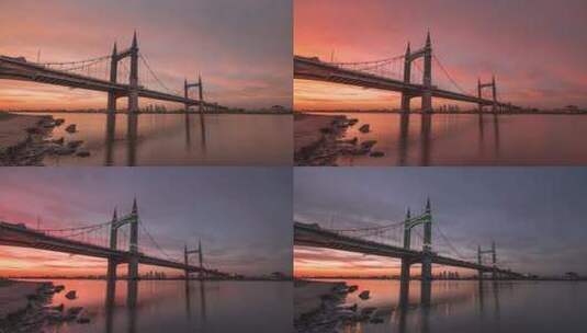 哈尔滨阳明滩大桥延时摄影高清在线视频素材下载