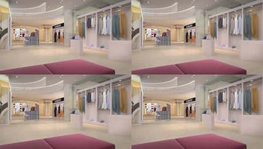 三维渲染购物商场试衣间场景高清在线视频素材下载