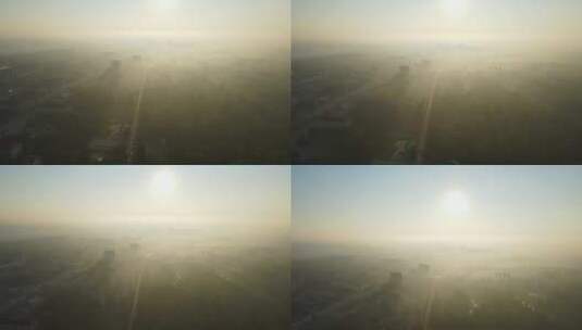 空中拍摄城市雾气高清在线视频素材下载