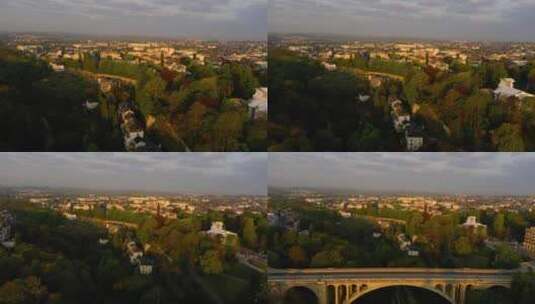 阿道夫桥卢森堡市无人机镜头高清在线视频素材下载