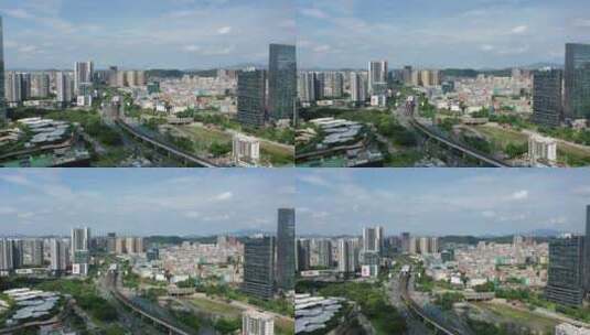 深圳城市地铁高架桥建筑摩天大楼高楼航拍高清在线视频素材下载