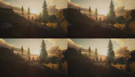 黄昏 夕阳下 秋天的山脉高清在线视频素材下载