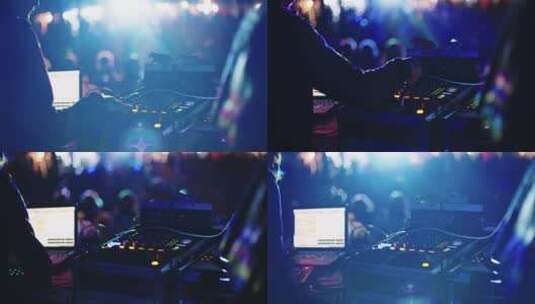 酒吧夜场DJ 为跳舞的人群演奏音乐高清在线视频素材下载