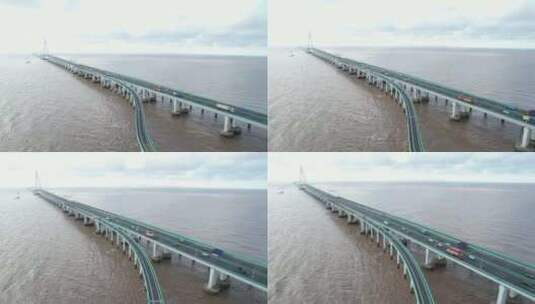 杭州湾跨海大桥航拍海天一洲高清在线视频素材下载
