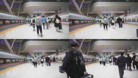 武汉火车站站台和乘客高清在线视频素材下载