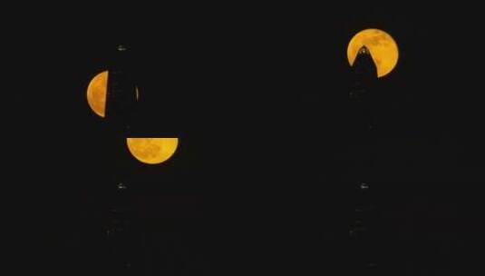 平安大厦满月穿楼延时摄影高清在线视频素材下载