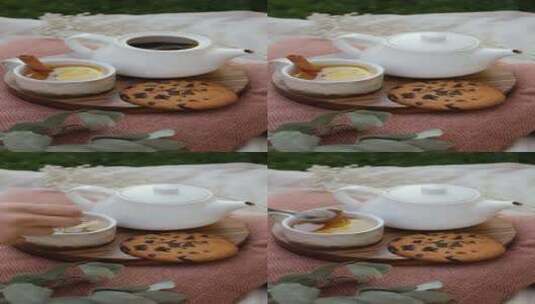 下午茶，咖啡，甜饼高清在线视频素材下载
