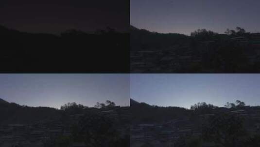 太阳从山顶升起露出山下的布戎村高清在线视频素材下载
