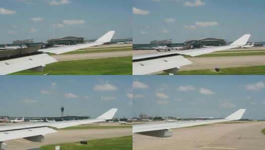 西安机场飞机降落后滑行高清在线视频素材下载