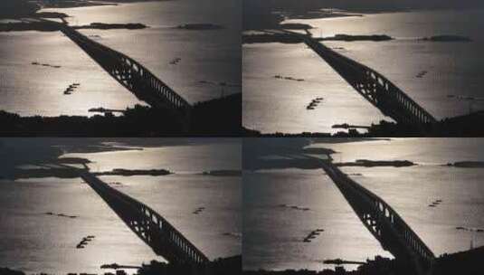 平潭海峡大桥清晨航拍高清在线视频素材下载