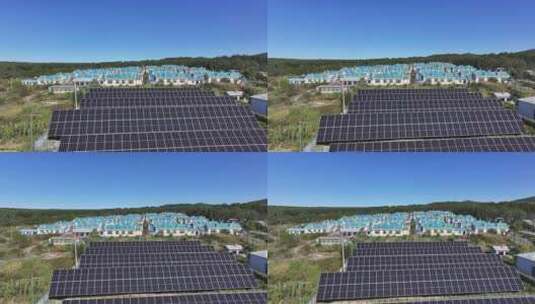 农村太阳能光伏发电站航拍高清在线视频素材下载