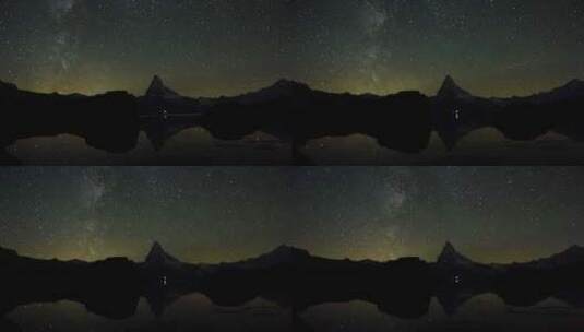 穿越瑞士阿尔卑斯山马特洪峰的延时银河高清在线视频素材下载
