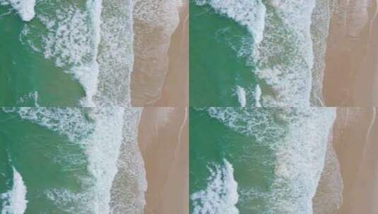 美丽的蓝色大海和沙滩海浪冲击保护大海高清在线视频素材下载