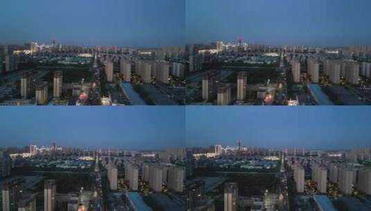 山东东营城市夜景航拍高清在线视频素材下载