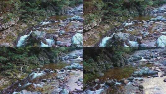 航拍武夷山桐木溪清澈溪水在岩石上流淌高清在线视频素材下载