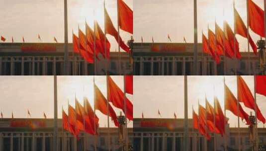 天安门广场红旗飘扬高清在线视频素材下载