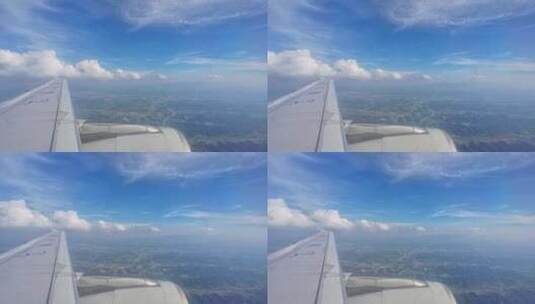 四川航空飞机窗外云景陆地风光高清在线视频素材下载