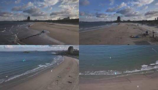 平潭岛滑翔伞冲浪运动高清在线视频素材下载